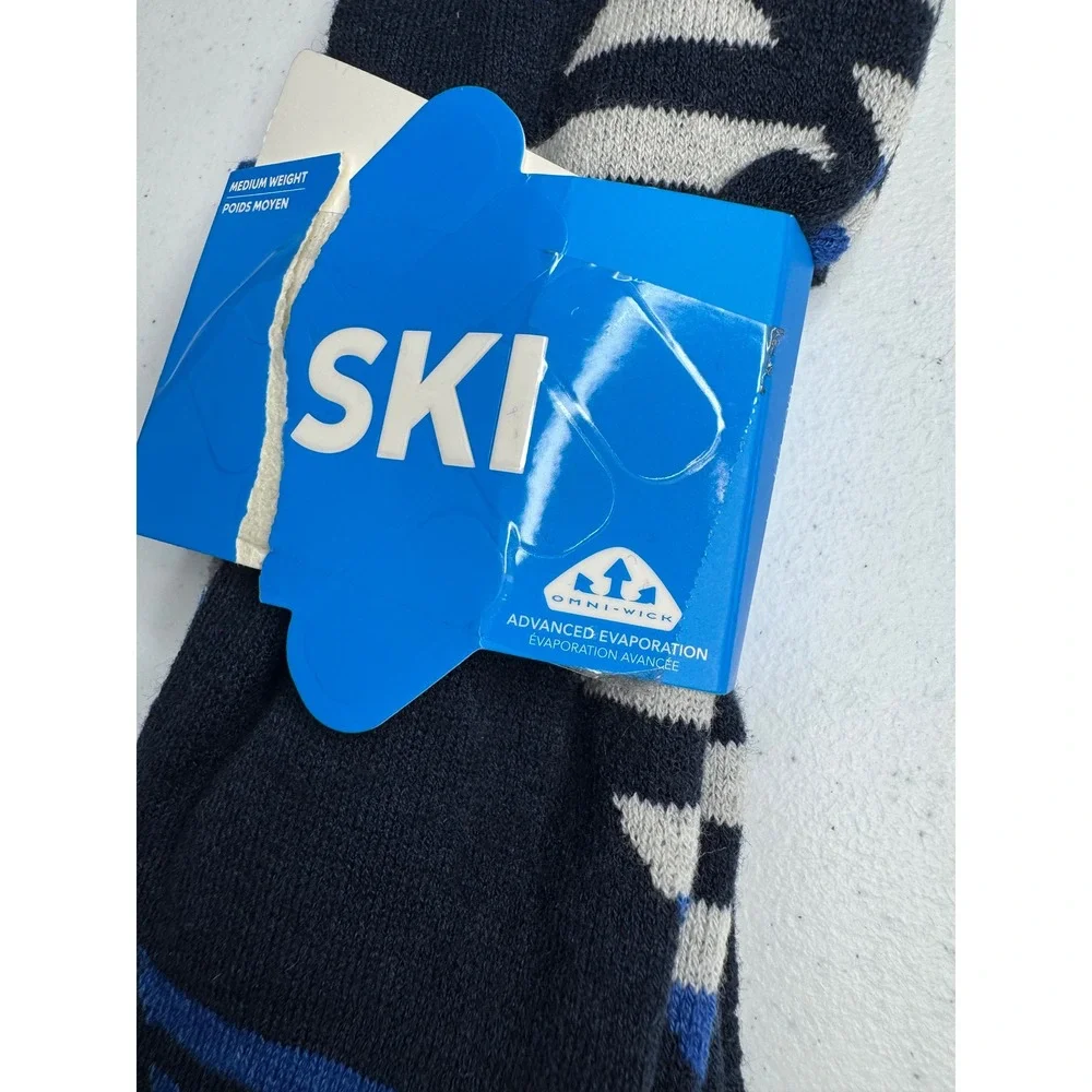 Columbia Mens Ski Socks Merino Wool Omni-Wick Over-The-Calf Navy Blue Large NEW